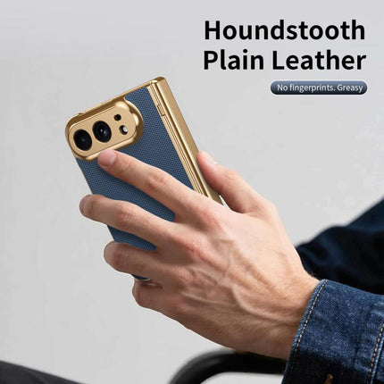 Electroplated PC Fold Shockproof Vegan Leather Phone Case, For iPhone Duo