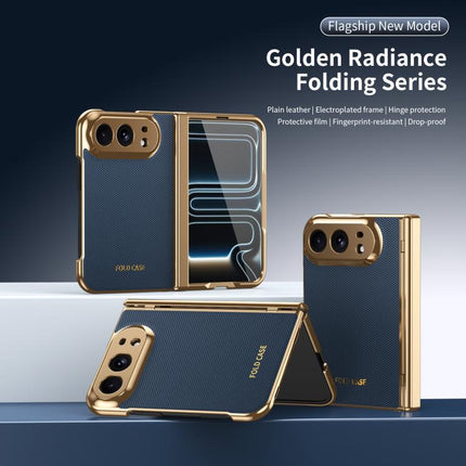Electroplated PC Fold Shockproof Vegan Leather Phone Case, For iPhone Duo