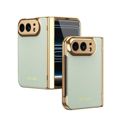 Electroplated PC Fold Shockproof Vegan Leather Phone Case, For iPhone Duo