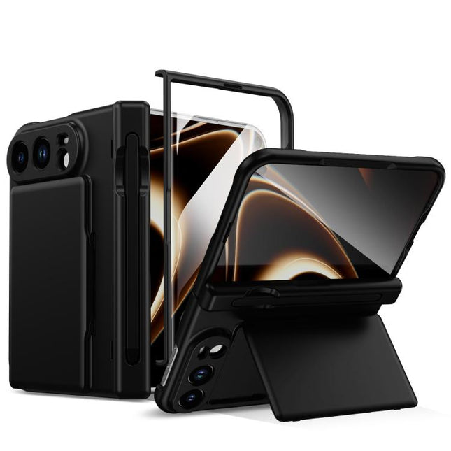Card Bag Holder Hinge Integrated Film Phone Case, No Pen, For iPhone Duo