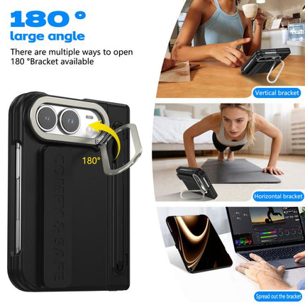 Film Integrated Lens Frame Bracket Phone Case with Wristband / Pen, For iPhone Duo