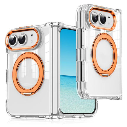 Four-corner Airbag Acrylic Transparent TPU Magnetic Phone Case with 360-degree Stand, For iPhone Duo