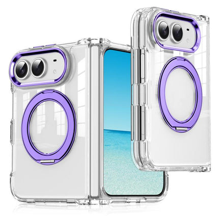 Four-corner Airbag Acrylic Transparent TPU Magnetic Phone Case with 360-degree Stand, For iPhone Duo