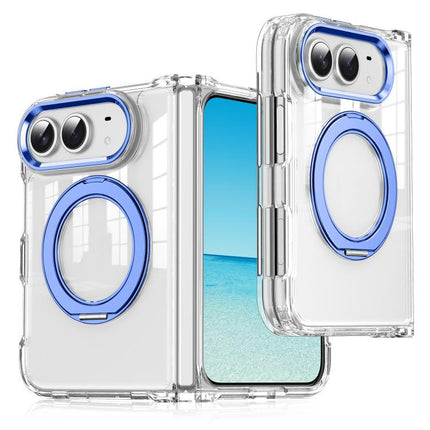 Four-corner Airbag Acrylic Transparent TPU Magnetic Phone Case with 360-degree Stand, For iPhone Duo