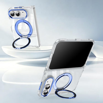 Four-corner Airbag Acrylic Transparent TPU Magnetic Phone Case with 360-degree Stand, For iPhone Duo