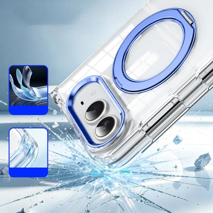 Four-corner Airbag Acrylic Transparent TPU Magnetic Phone Case with 360-degree Stand, For iPhone Duo