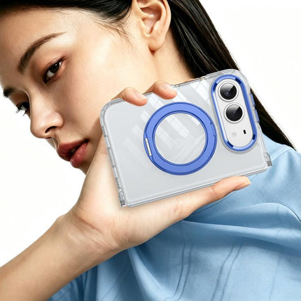 Four-corner Airbag Acrylic Transparent TPU Magnetic Phone Case with 360-degree Stand, For iPhone Duo