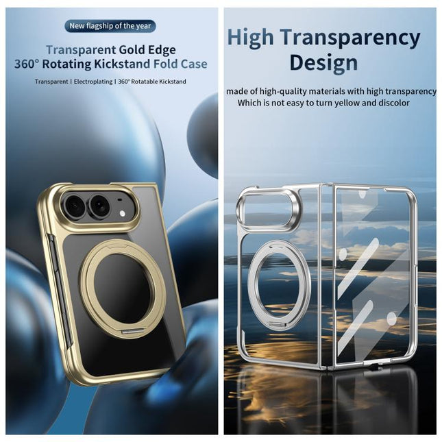 Clear Plated Magnetic Ring Holder Integrated Film Phone Case, For iPhone Duo