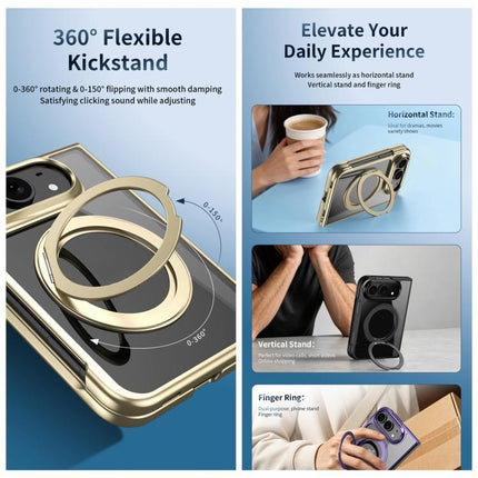 Clear Plated Magnetic Ring Holder Integrated Film Phone Case, For iPhone Duo