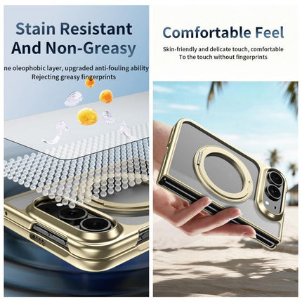 Clear Plated Magnetic Ring Holder Integrated Film Phone Case, For iPhone Duo