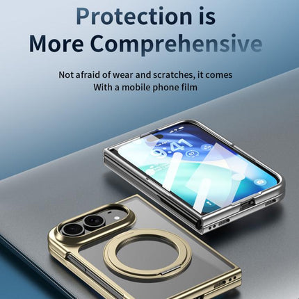 Clear Plated Magnetic Ring Holder Integrated Film Phone Case, For iPhone Duo