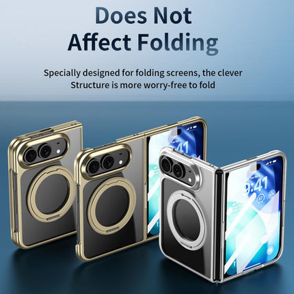 Clear Plated Magnetic Ring Holder Integrated Film Phone Case, For iPhone Duo