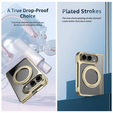 Clear Plated Magnetic Ring Holder Integrated Film Phone Case, For iPhone Duo