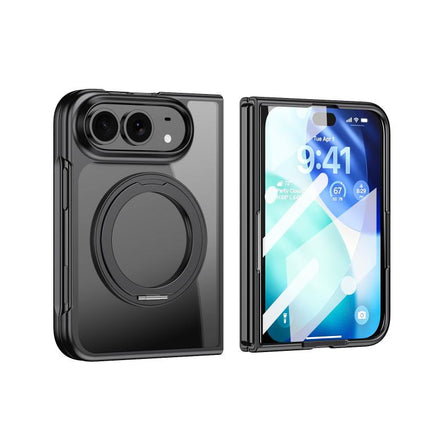 Clear Plated Magnetic Ring Holder Integrated Film Phone Case, For iPhone Duo