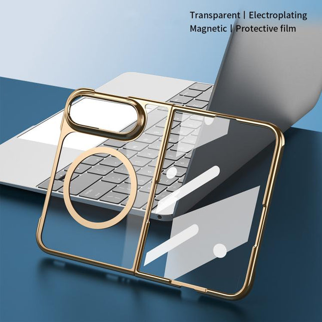 Clear Plated Magnetic Integrated Film Phone Case, For iPhone Duo