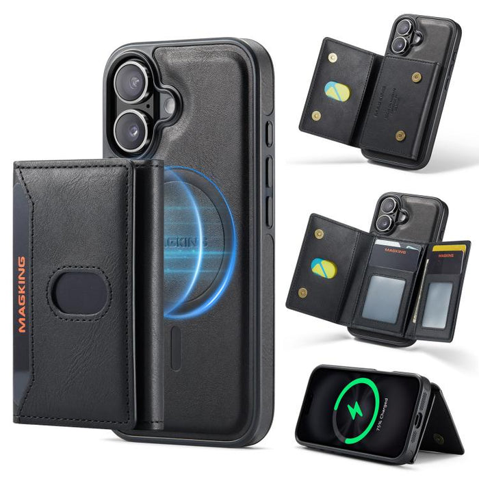 MAGKING K5 Series RFID Tri-fold Card Bag Detachable Magnetic Phone Case, For iPhone 18, For iPhone 18 Pro, For iPhone 18 Pro Max