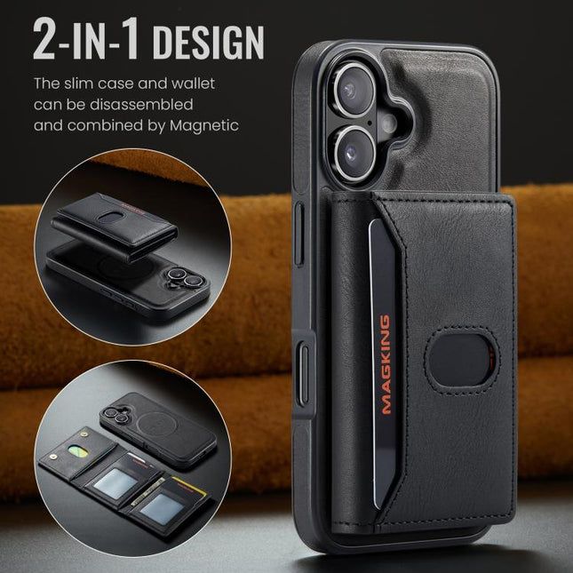 MAGKING K5 Series RFID Tri-fold Card Bag Detachable Magnetic Phone Case, For iPhone 18, For iPhone 18 Pro, For iPhone 18 Pro Max