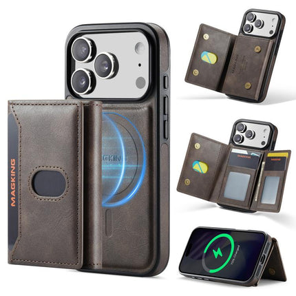 MAGKING K5 Series RFID Tri-fold Card Bag Detachable Magnetic Phone Case, For iPhone 18, For iPhone 18 Pro, For iPhone 18 Pro Max