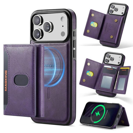 MAGKING K5 Series RFID Tri-fold Card Bag Detachable Magnetic Phone Case, For iPhone 18, For iPhone 18 Pro, For iPhone 18 Pro Max