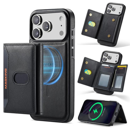 MAGKING K5 Series RFID Tri-fold Card Bag Detachable Magnetic Phone Case, For iPhone 17 Pro Max, For iPhone 17 Pro, For iPhone 17