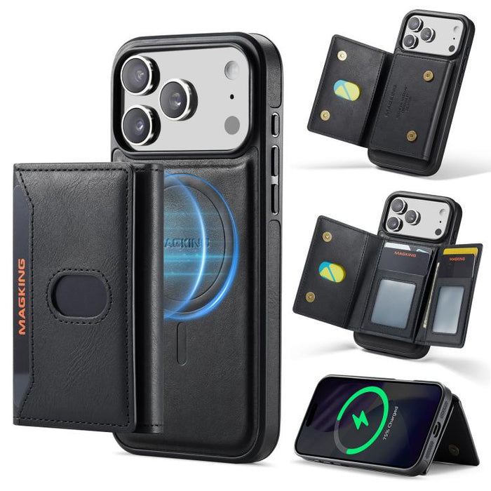 MAGKING K5 Series RFID Tri-fold Card Bag Detachable Magnetic Phone Case, For iPhone 17 Pro Max, For iPhone 17 Pro, For iPhone 17