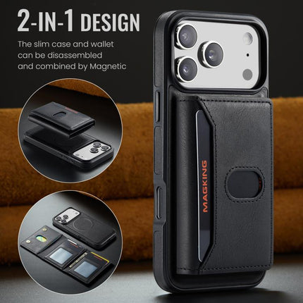 MAGKING K5 Series RFID Tri-fold Card Bag Detachable Magnetic Phone Case, For iPhone 17 Pro Max, For iPhone 17 Pro, For iPhone 17
