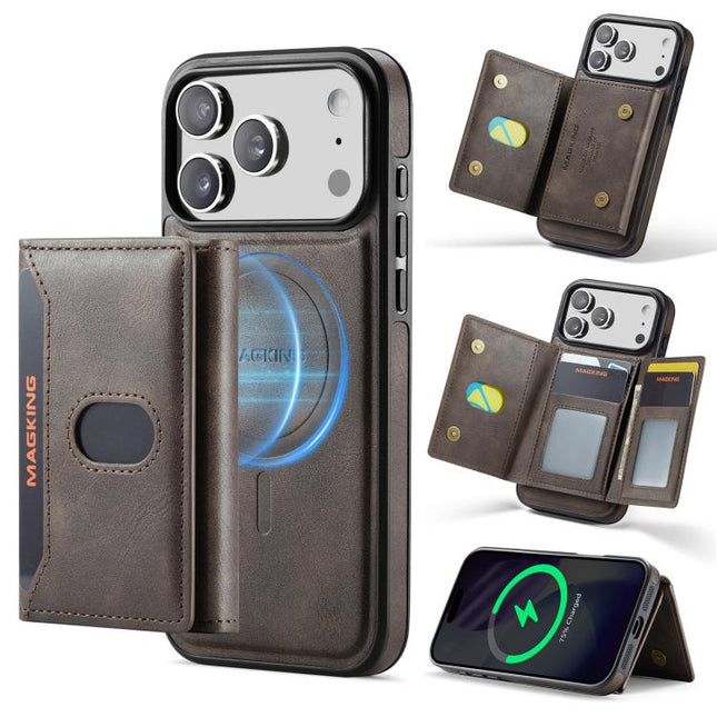 MAGKING K5 Series RFID Tri-fold Card Bag Detachable Magnetic Phone Case, For iPhone 17 Pro Max, For iPhone 17 Pro, For iPhone 17