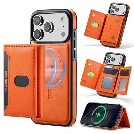 MAGKING K5 Series RFID Tri-fold Card Bag Detachable Magnetic Phone Case, For iPhone 17 Pro Max, For iPhone 17 Pro, For iPhone 17