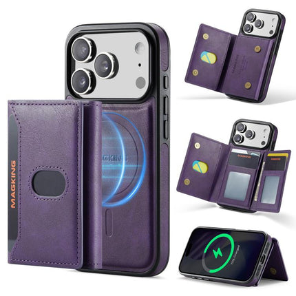 MAGKING K5 Series RFID Tri-fold Card Bag Detachable Magnetic Phone Case, For iPhone 17 Pro Max, For iPhone 17 Pro, For iPhone 17