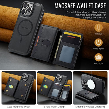 MAGKING K5 Series RFID Tri-fold Card Bag Detachable Magnetic Phone Case, For iPhone 16 Pro Max, For iPhone 16 Pro, For iPhone 16
