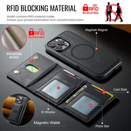 MAGKING K5 Series RFID Tri-fold Card Bag Detachable Magnetic Phone Case, For iPhone 16 Pro Max, For iPhone 16 Pro, For iPhone 16