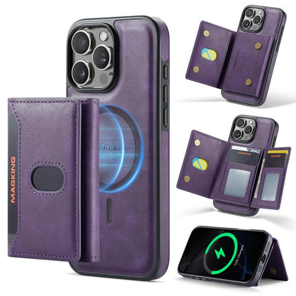 MAGKING K5 Series RFID Tri-fold Card Bag Detachable Magnetic Phone Case, For iPhone 16 Pro Max, For iPhone 16 Pro, For iPhone 16