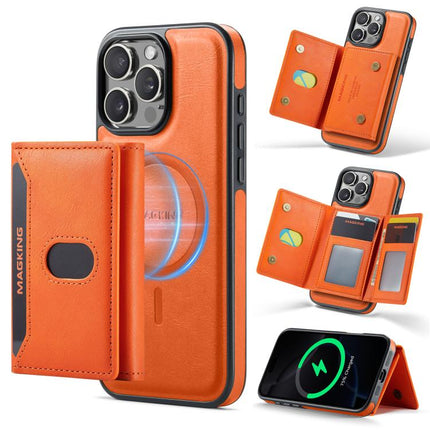 MAGKING K5 Series RFID Tri-fold Card Bag Detachable Magnetic Phone Case, For iPhone 16 Pro Max, For iPhone 16 Pro, For iPhone 16