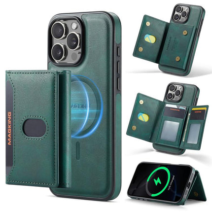 MAGKING K5 Series RFID Tri-fold Card Bag Detachable Magnetic Phone Case, For iPhone 16 Pro Max, For iPhone 16 Pro, For iPhone 16