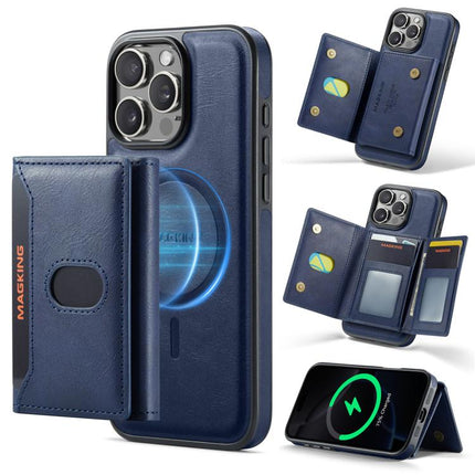 MAGKING K5 Series RFID Tri-fold Card Bag Detachable Magnetic Phone Case, For iPhone 16 Pro Max, For iPhone 16 Pro, For iPhone 16
