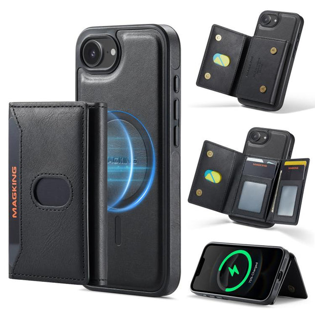 MAGKING K5 Series RFID Tri-fold Card Bag Detachable Magnetic Phone Case, For iPhone 17 Pro Max, For iPhone 17 Pro, For iPhone 17