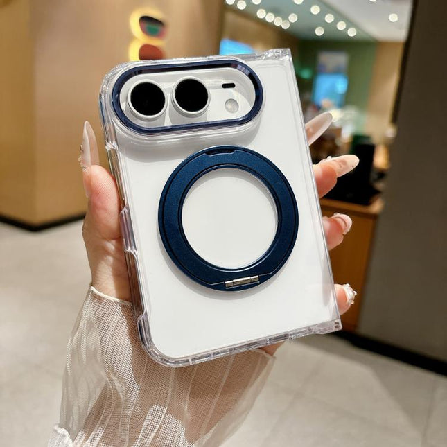 Acrylic PC Magnetic Phone Case with 360-degree Rotating Ring Holder, For iPhone Duo