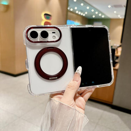 Acrylic PC Magnetic Phone Case with 360-degree Rotating Ring Holder, For iPhone Duo