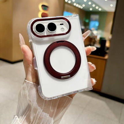 Acrylic PC Magnetic Phone Case with 360-degree Rotating Ring Holder, For iPhone Duo