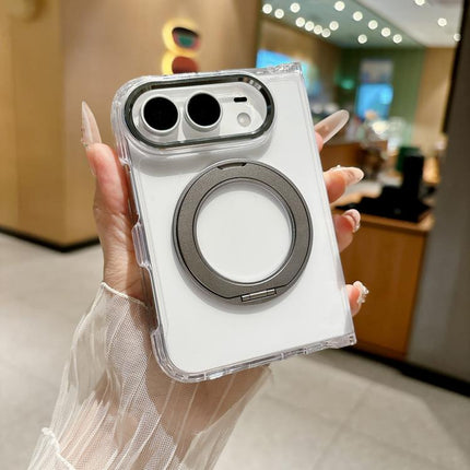 Acrylic PC Magnetic Phone Case with 360-degree Rotating Ring Holder, For iPhone Duo