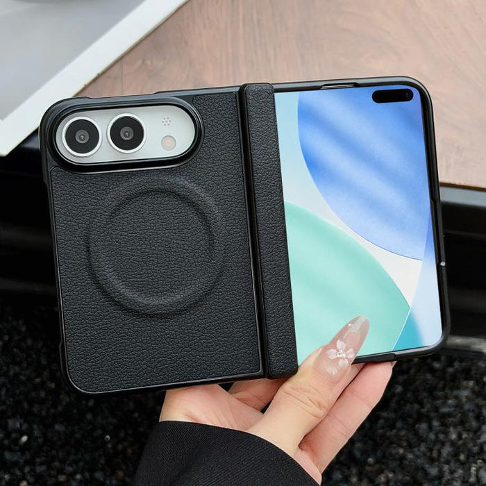 Folding Shaft Magnetic Litchi Texture Leather Phone Case, For iPhone Duo