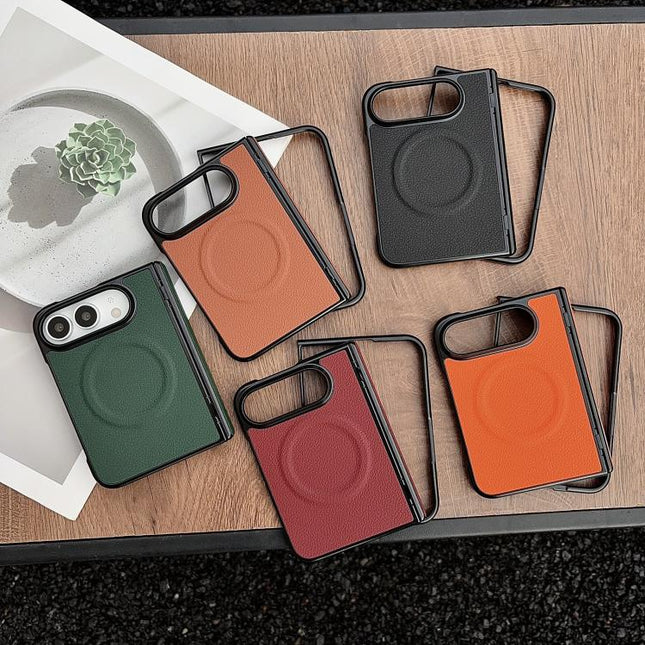 Folding Shaft Magnetic Litchi Texture Leather Phone Case, For iPhone Duo