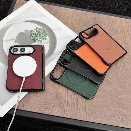 Folding Shaft Magnetic Litchi Texture Leather Phone Case, For iPhone Duo