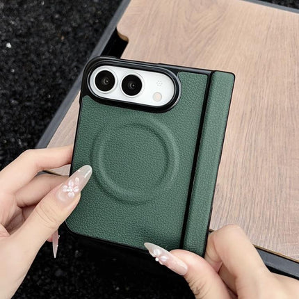 Folding Shaft Magnetic Litchi Texture Leather Phone Case, For iPhone Duo