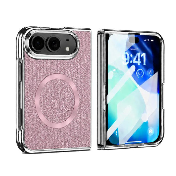 Glitter Powder Magnetic Integrated Film Phone Case, For iPhone Duo