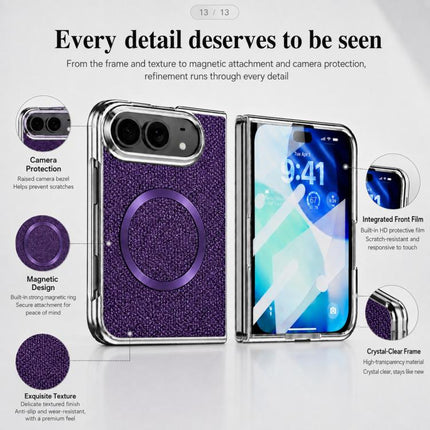 Glitter Powder Magnetic Integrated Film Phone Case, For iPhone Duo