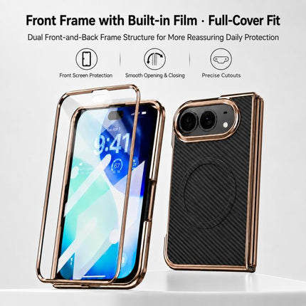 Electroplated Carbon Fiber Texture Magnetic Integrated Film Phone Case, For iPhone Duo