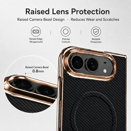 Electroplated Carbon Fiber Texture Magnetic Integrated Film Phone Case, For iPhone Duo