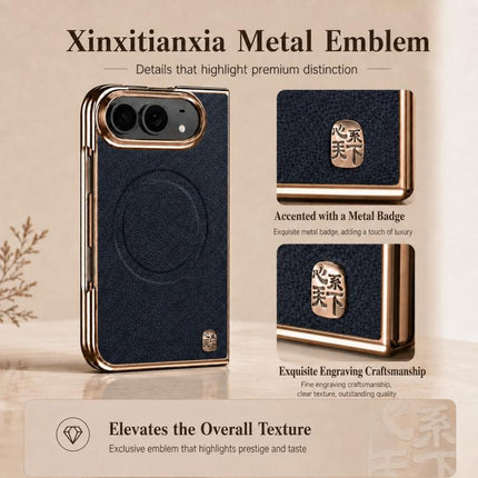 Litchi-Grain Magnetic Integrated Screen Protector Phone Case, For iPhone Duo
