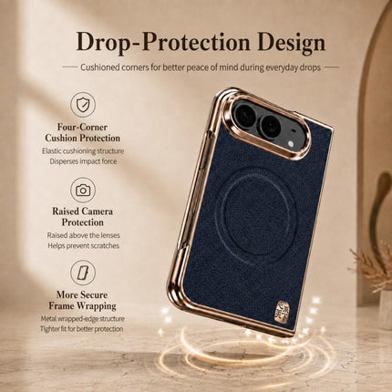 Litchi-Grain Magnetic Integrated Screen Protector Phone Case, For iPhone Duo